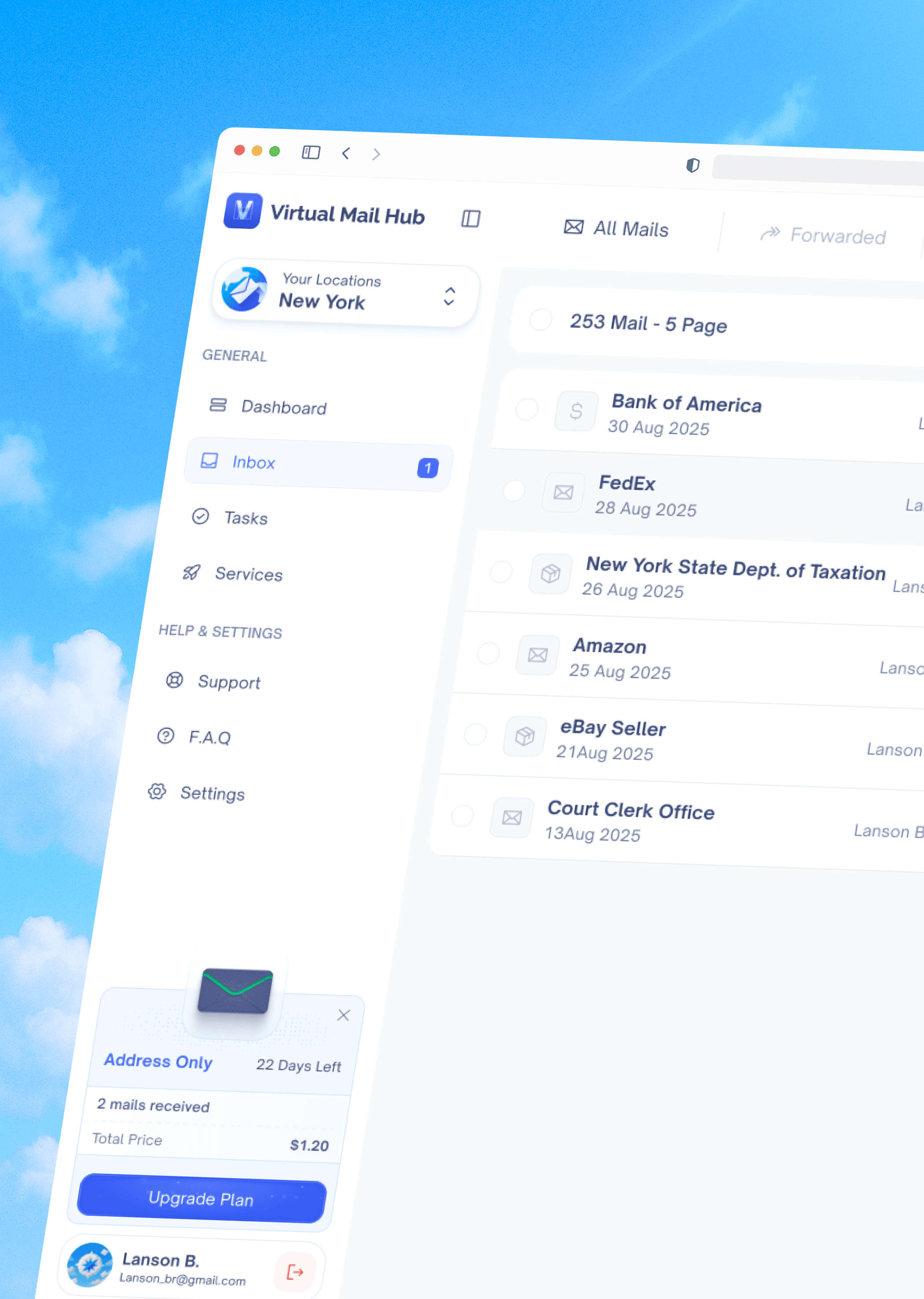 Virtual Mail Hub Dashboard